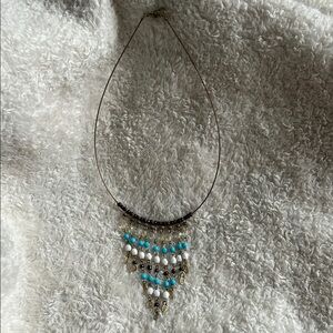 Bohemian Beaded Necklace with Turquoise and Gold Accents